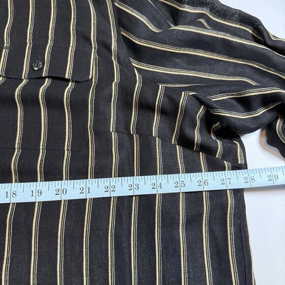 Vintage Ralph Lauren Striped Linen Oversized Beach Button Down Black Wms XXXL - Picture 9 of 10